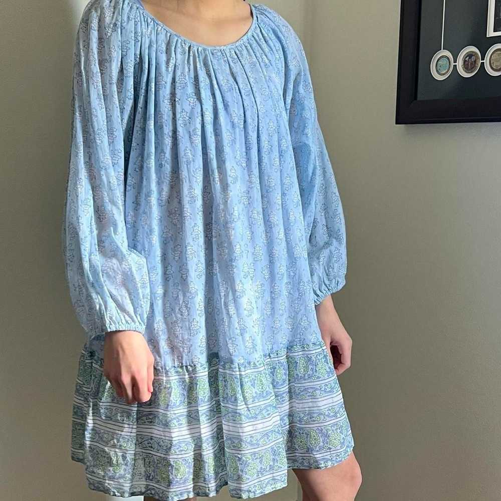 Clara the Label Saffron Blue Long Sleeve Mini Dress